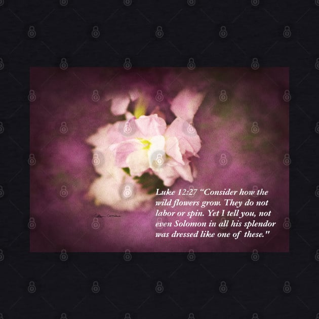 Luke 12:27 Bible Quote On Pink Flower by ButterflyInTheAttic